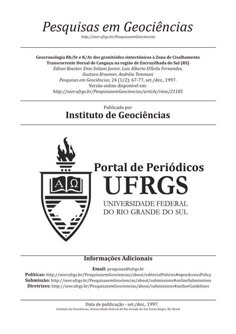 Geocronologia Rb/Sr e K/Ar dos granitóides sintectônicos à Zona .